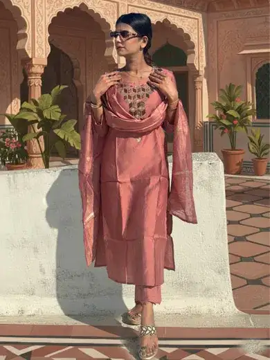 Light pink muslin cotton suit