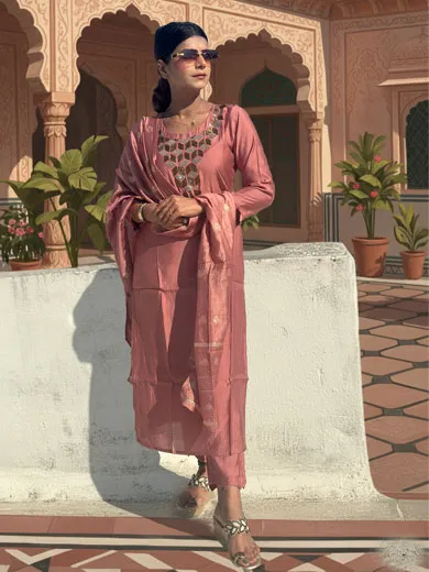 Light pink muslin cotton suit