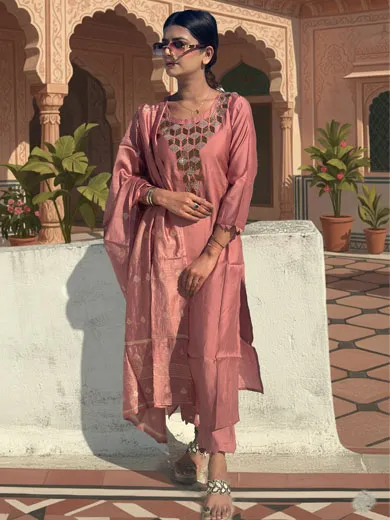 Light pink muslin cotton suit