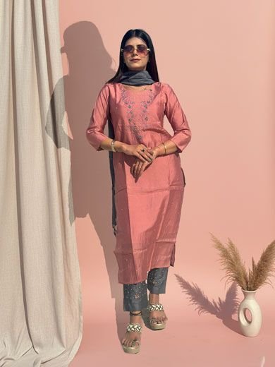 Pink muislin cotton suit