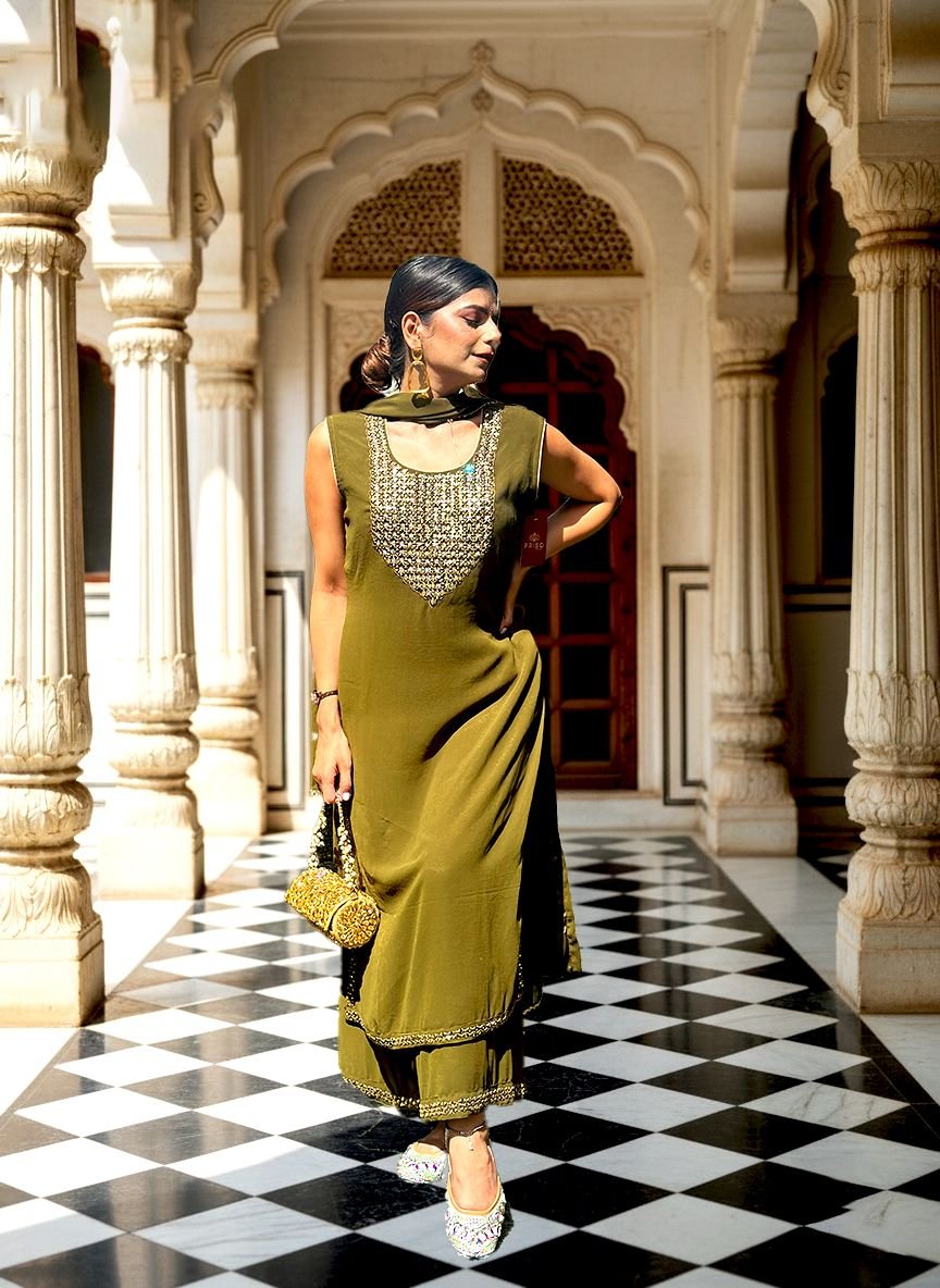 Mehndi georgette suit