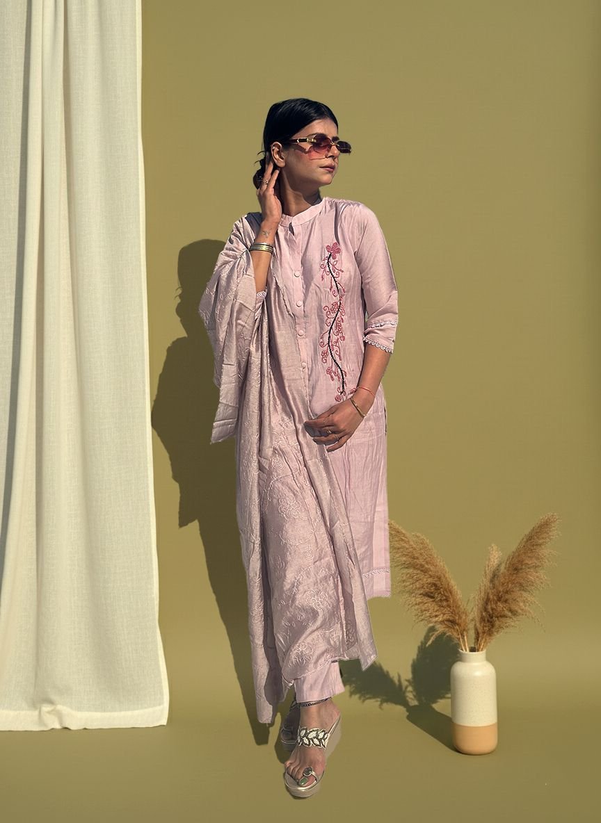 Pink muslin cotton suit