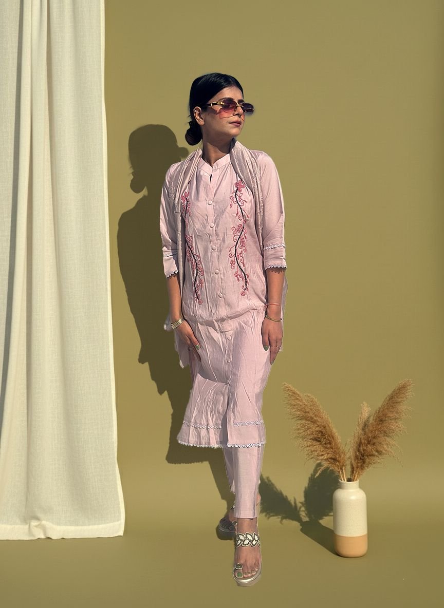 Pink muslin cotton suit
