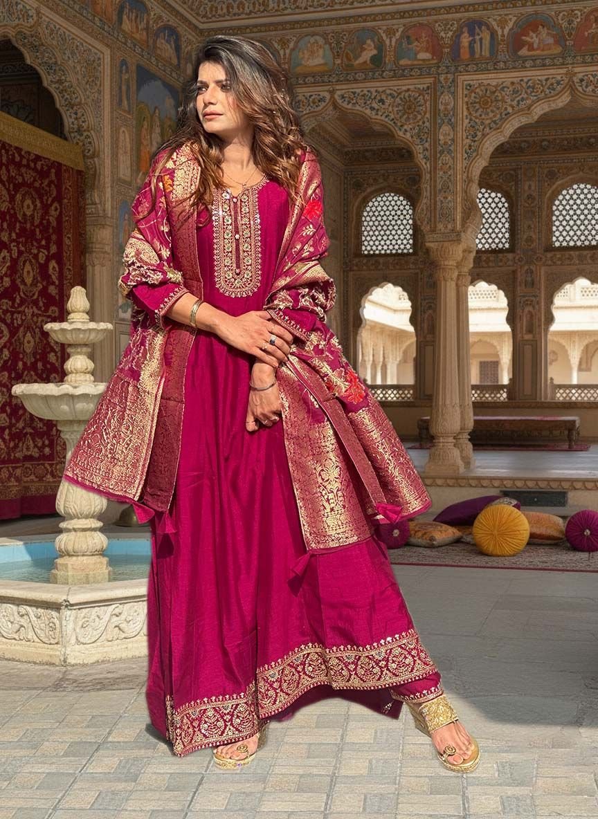 Pink Fushsia Anarkali Suit