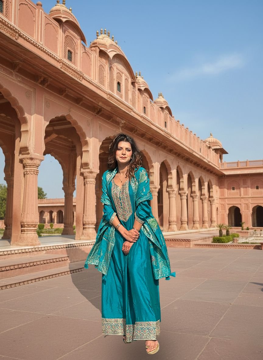 Vibrant Turquoise Anarkali Suit
