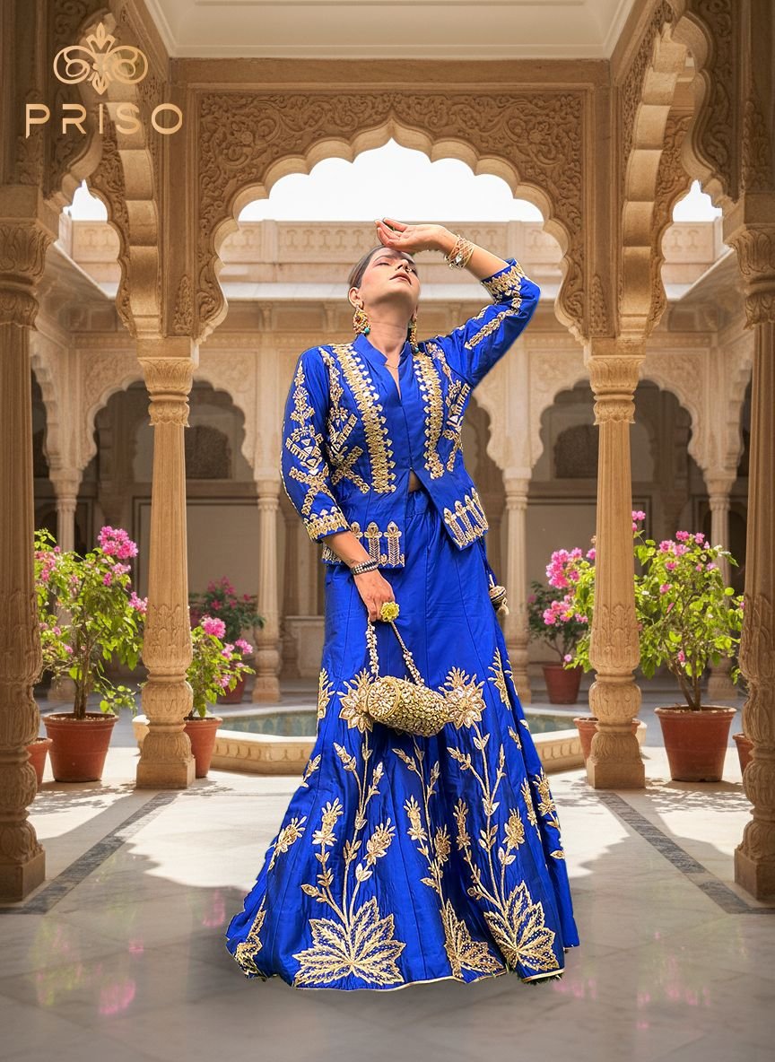 Tealish Blue lehenga