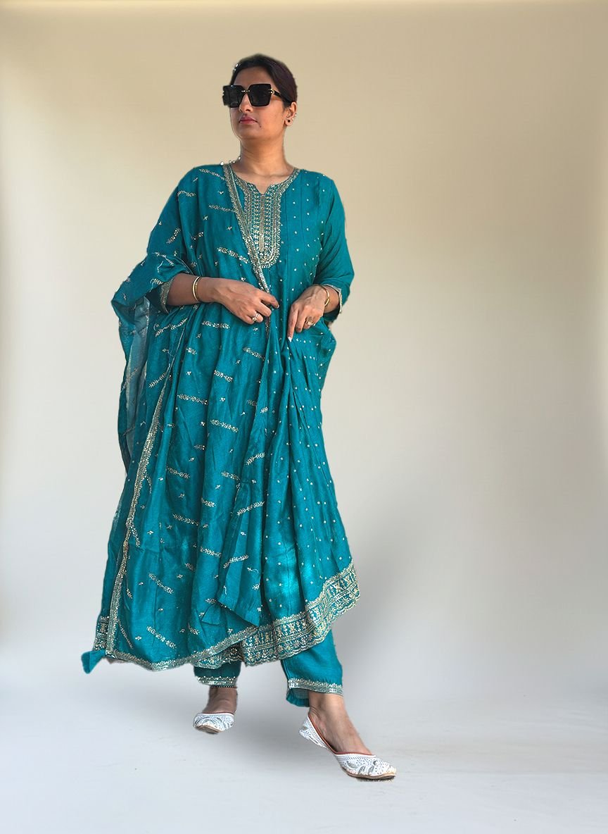 Blue Anarkali suit